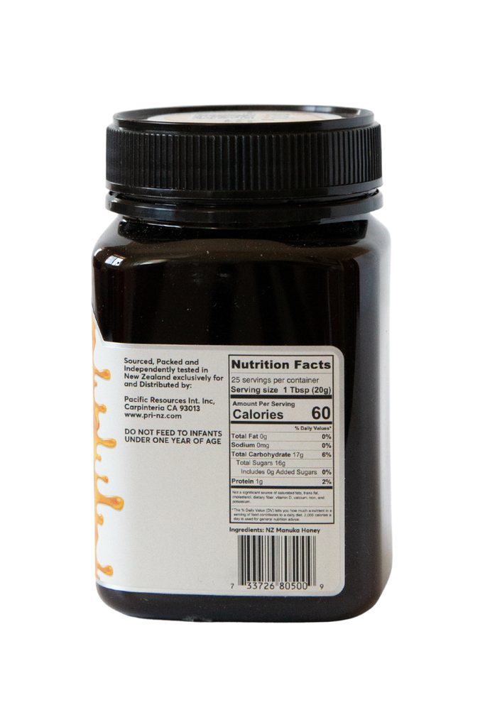 PRI - Manuka Honey 200+ - Nutritional Facts, UPC Scan Code